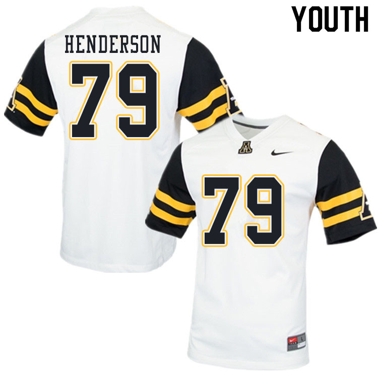 Youth #79 Sammy Henderson Appalachian State Mountaineers College Football Jerseys Sale-White - Click Image to Close